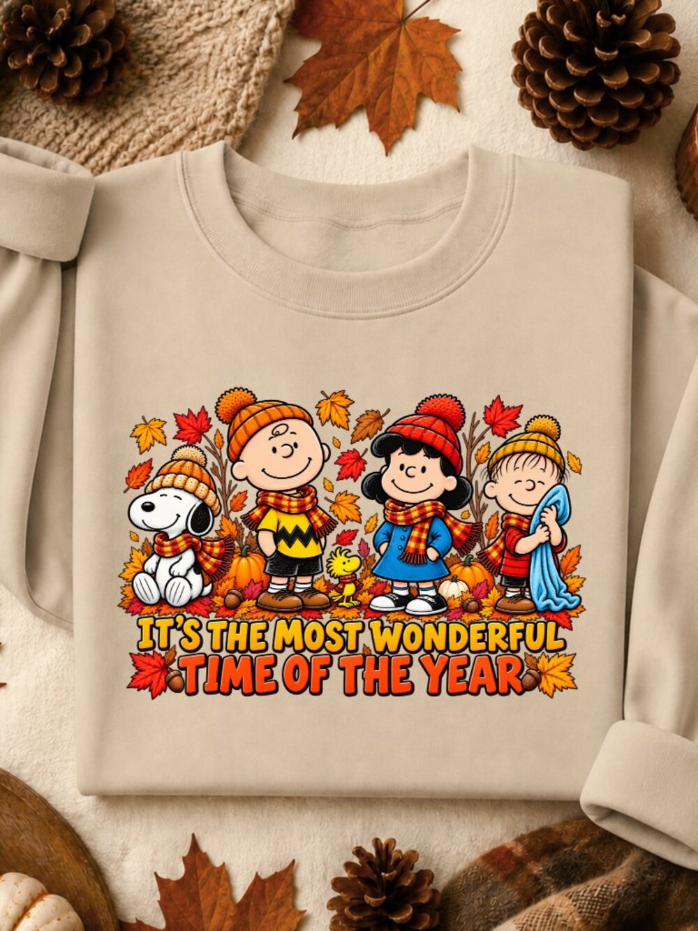 Peanuts Fall Sweatshirt Graphic Crewneck Autumn Most Wonderful Time Of Year Gift